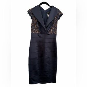 Tadashi Shoji Navy Lace Midi Dress size 4